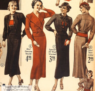 1935 winter knit dresses 1930s
