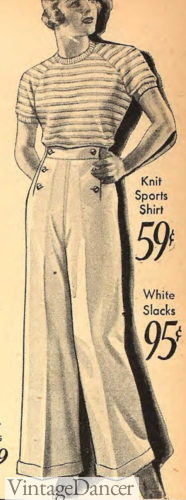 1930s womens white sailor pants