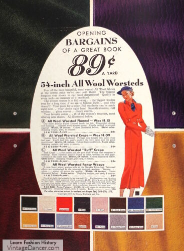 1930s fabrics fashion wool colors