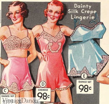 lingerie 1930s 1935 dance sets with chemise