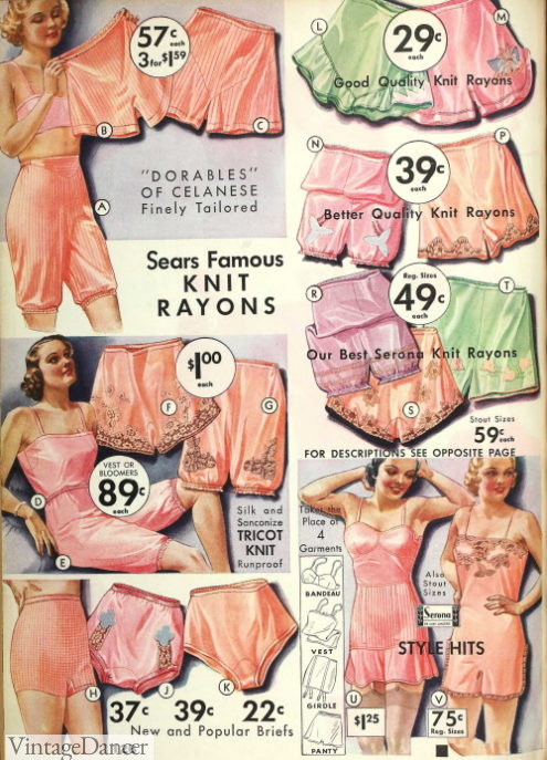1935 lingerie in pretty pastel colors