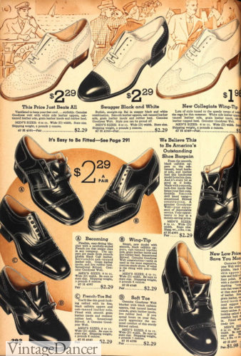 1930s men's classic black white or two-tone shoes