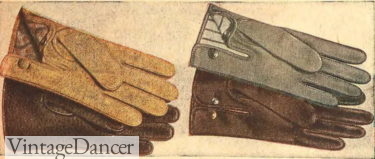 1930s mens dress gloves- tan, brown, grey