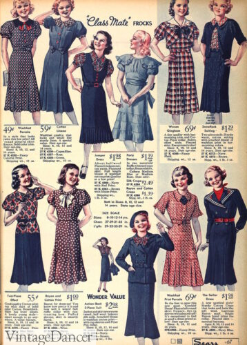1930s school girls clothing dresses outfits 30s children fashion