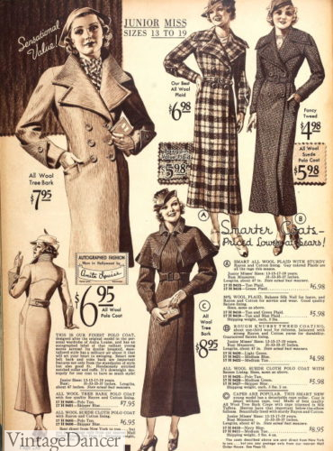 1935 long tailored coats junior misses