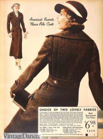1930s tweed polo coat with belt back at VintageDancer
