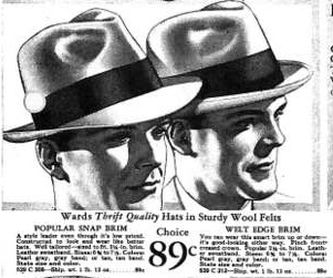 1930s fedora hats with side dents