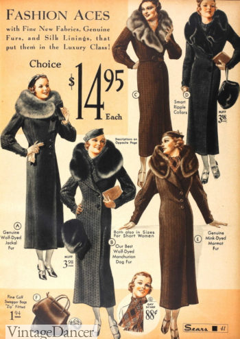1930s fur collar coats at VintageDancer