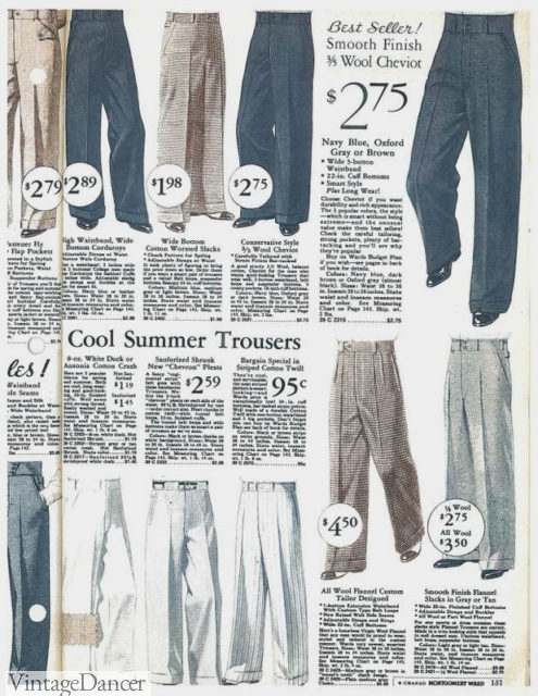 mens 1930s high waisted trousers