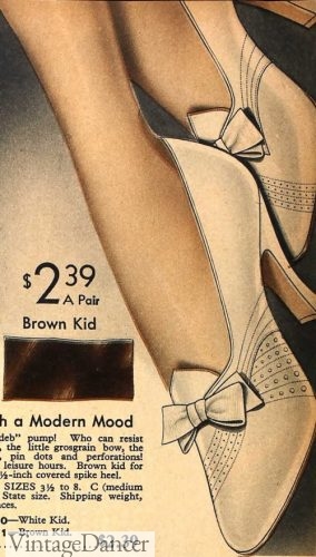 1930s white bow pumps shoe 30s heels