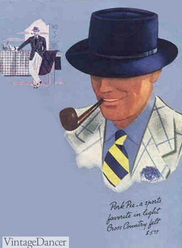 Dobbs 1936 blue porkpie hat 1930s mens hats headwear