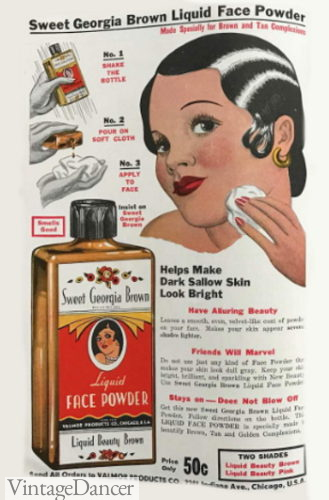 1930s makeup for African Americans 1936 liquid face powder