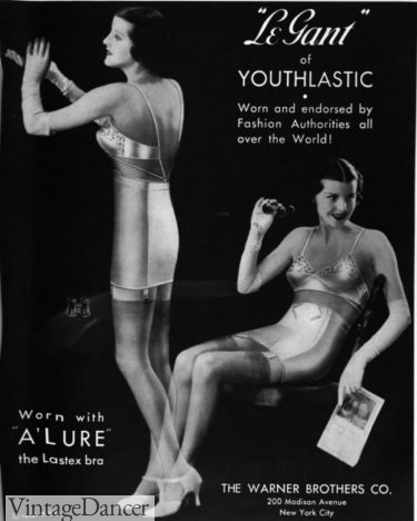 1936 ad in Vogue for shapewear 1930s lingerie