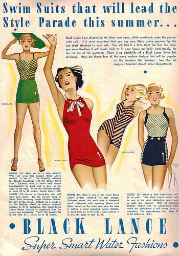 1930s Swimsuits- Ladies&#8217; Bathing Suits History, Vintage Dancer