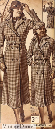 1936 1930s womens check rain coats at VintageDancer