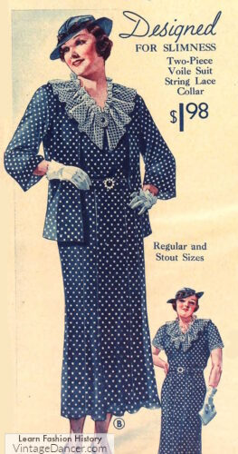 1930s polka dot dress and jacket plus szie mature mrs women fashion