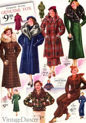1936 Winter Coats. Shop vintage inspired 1930s coats at VintageDancer.com