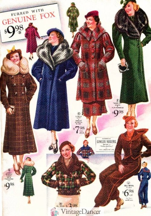 1936 winter coats and jacket 1930s outfits at VintageDancer