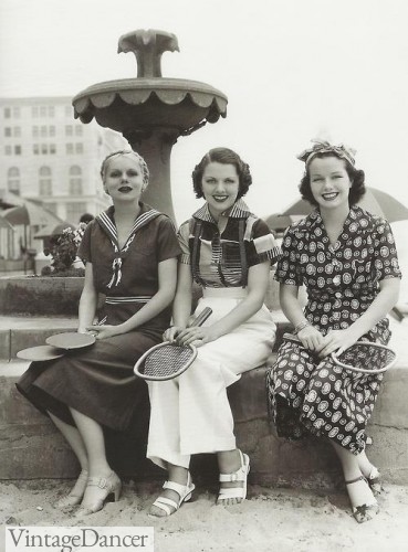 1930s womens pants Actresses Carol Hughes, Marie Wilson and June Travis