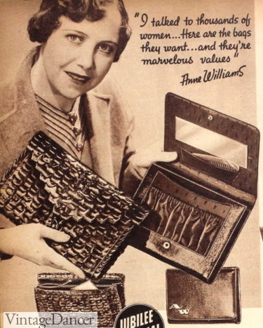 1936 flat purse with built in makeup mirror