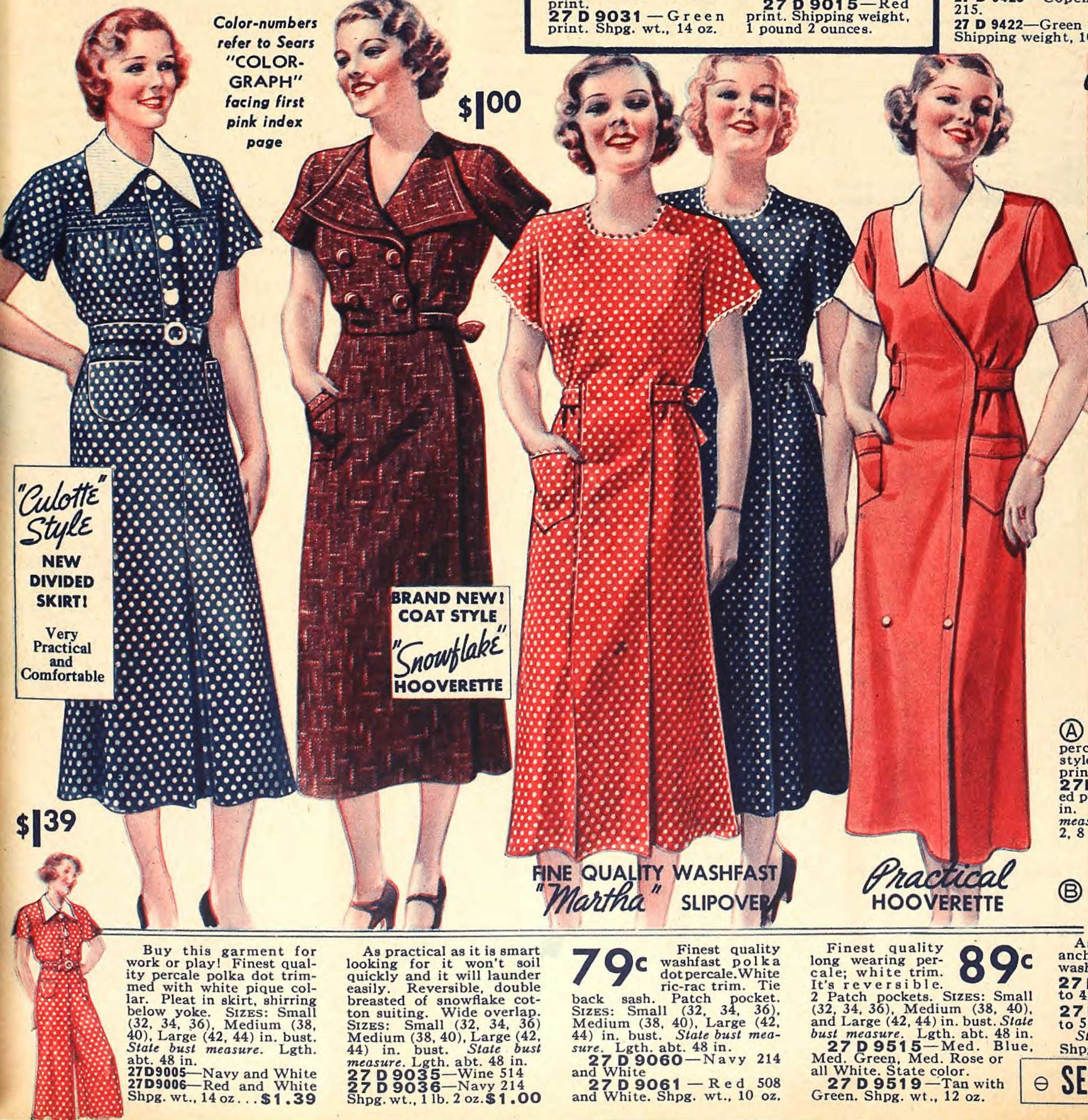 1930s House Dresses Fabrics Patterns   1936 House Dresses Coulotte 500 