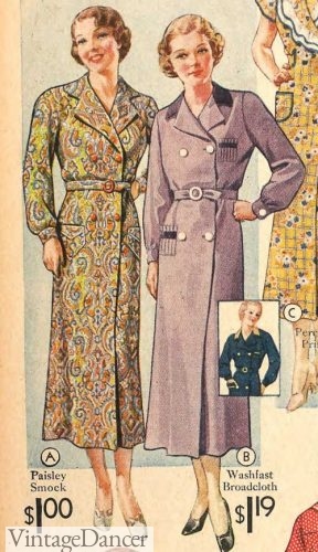 1936 coat style house dresses