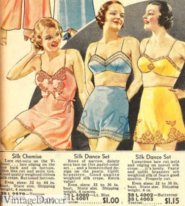 1930s lingerie 1936 dance sets with chemise