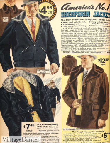 1930s belted shearing lined coats