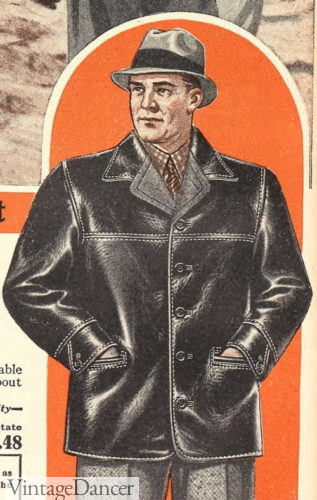 1930s mens basic leather jacket