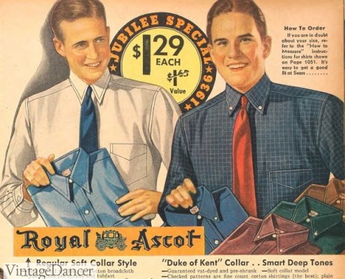 1936 button down collar shirts 1930s menswear fashion