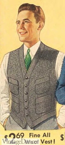 1930s mens fulled wool cardigan vest with buttons