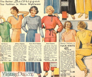 1930s sleepwear 1936 knits and woven pajamas