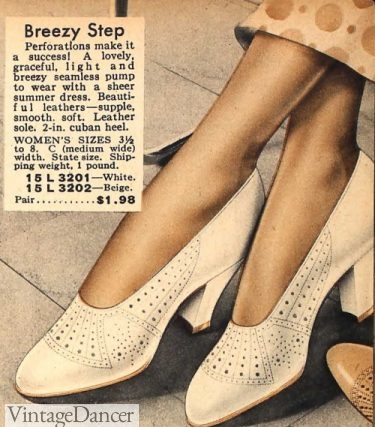 1930s women white summer pumps shoes heels 30s