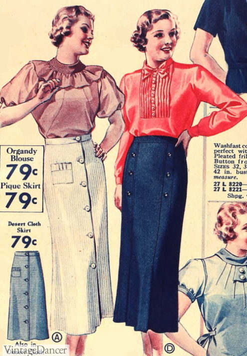 1930s Skirts : Midi Skirts, Tea Length, Pleated