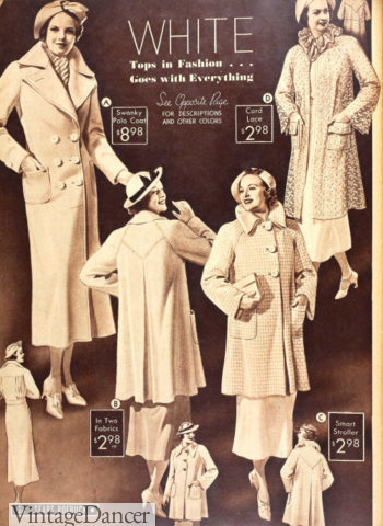 1936 white stroller coats 1930s sprin summer jackets short at VintageDancer for spring
