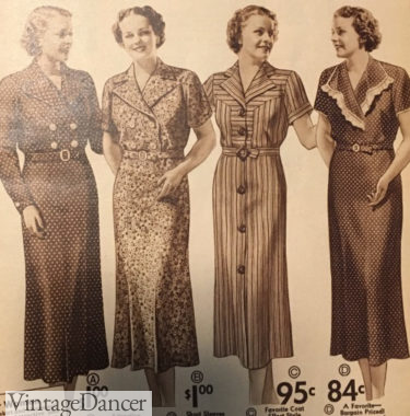 1930s house dresses - wrap or shirtwaist for plus size women