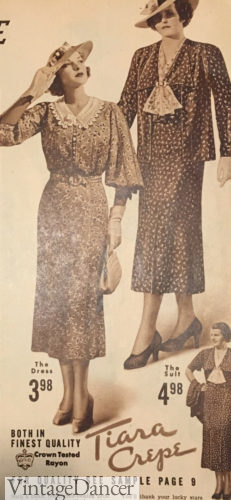 1930s a matching jacket with the back dress and long bishop sleeves for the front dress