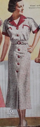 1937 menswear style shirtwaist dress with collar and cuffs