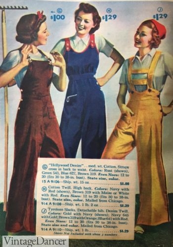 1930s Hollywood Overalls and Tyrolean Suspender Overalls