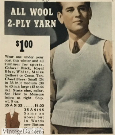 1930s mens neat sweater vest for dressy occasions