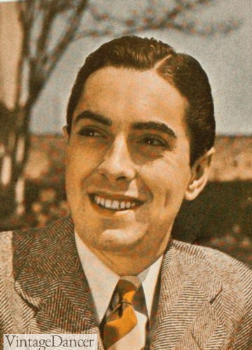 1937 Tyrone Power 1930s men hairstyle parted oiled