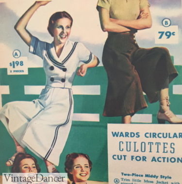 1930s summer culottes pants women girls teens