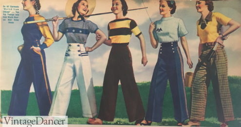1937 women's slacks and knit tops