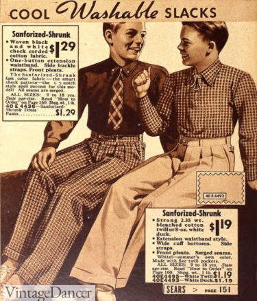 1930s teenage boys clothing pants trousers shirts tie