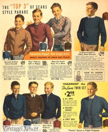 1930s boys sweaters cardigan jackets knitwear