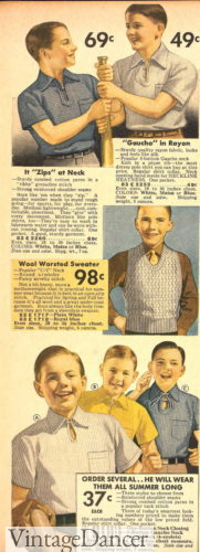 1930s teenage boys shirts sweater vest