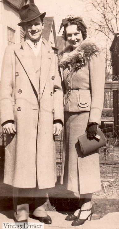 1937 mens overcoat and womens short jacket at VintageDancer