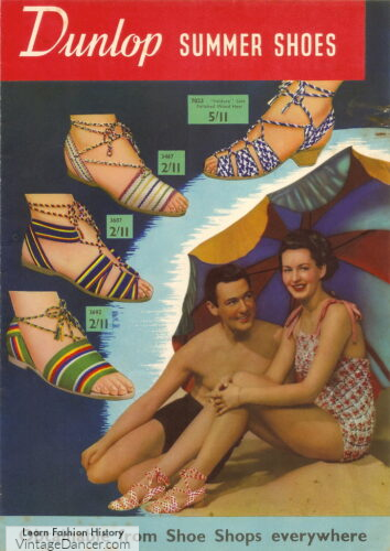 1930s sandals espadrille women Dunlop summer shoes ad