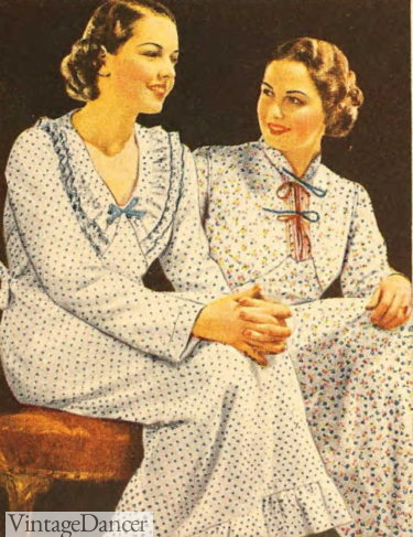 1930s sleepwear 1937 flannel nightgowns