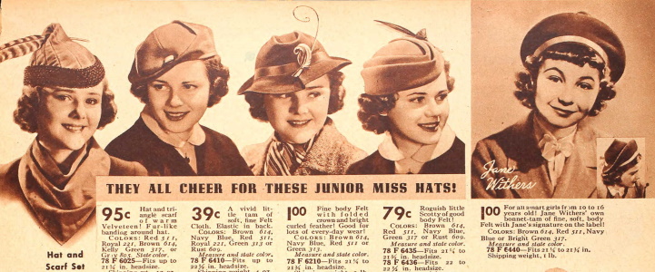 1937 hats for girls and teens